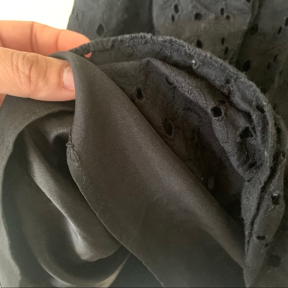 Express Black Sweetheart Eyelet Lace Strapless Tie Waist Mini Dress - Picture 9 of 11